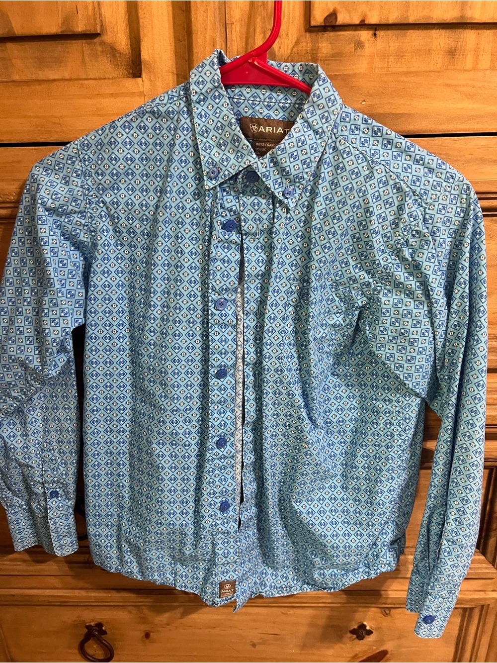 Ariat Boy’s Blue Geometric Button-Down Shirt